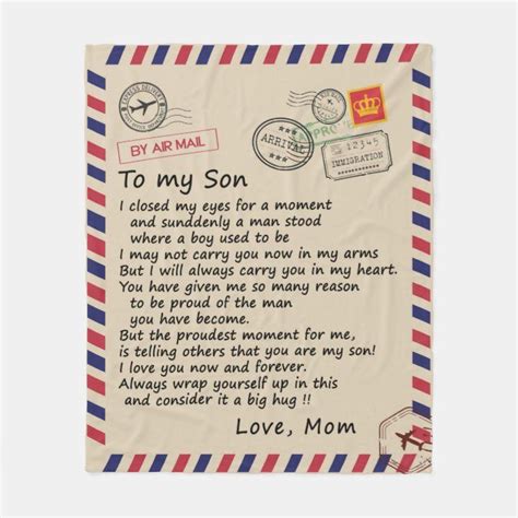 Personalized Letter To My Son From Mom Fleece Blanket Zazzle