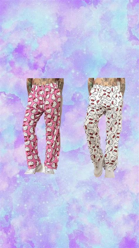 Hello Kitty Pajama Pants Wide Leg Pyjama Pink Hello Kitty Etsy Hello