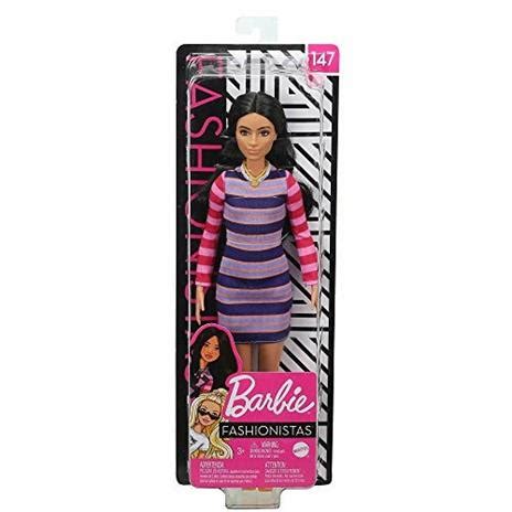 Barbie Fashionistas Bambola Con Capelli Lunghi Castani Abito A Righe E