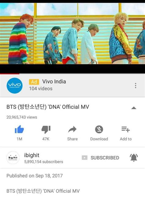 Bts Dna Mv Views Update After Hours Army S Amino