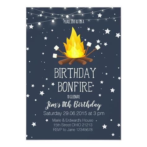 Bonfire Birthday Party Invitation | Zazzle | Bonfire birthday, Bonfire ...