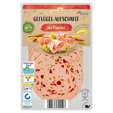 GÜLDENHOF Geflügel Aufschnitt mit 30 Gemüse 100 g Paprika ALDI SÜD