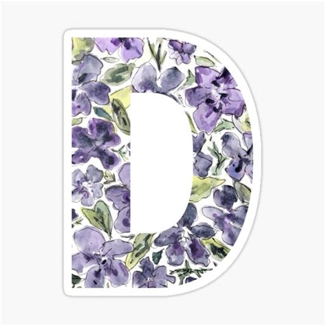 Watercolor Purple Flowers Letter D Sticker By Vicnat Redbubble