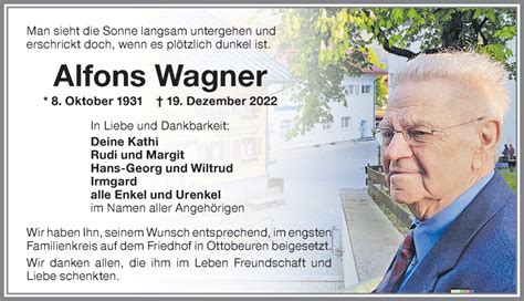 Traueranzeigen von Alfons Wagner Allgäuer Zeitung