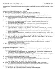 Fall Bcom Study Guide For Test Docx Reading And Lecture Guide For