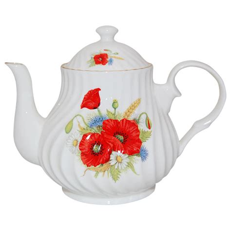 Poppy Flower Cup English Teapot By Crown Trent China