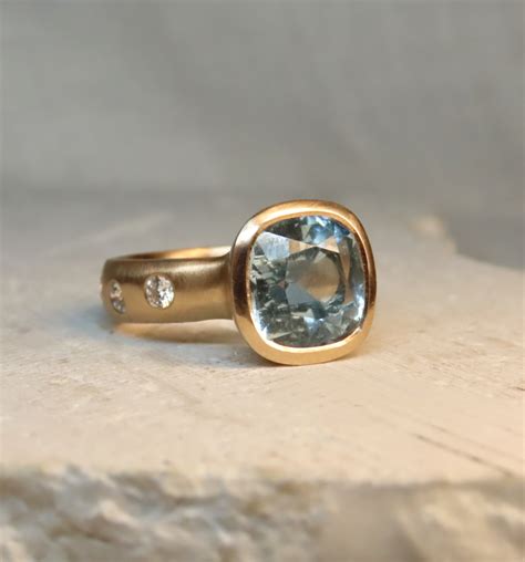 Cushion Aquamarine And Diamond Ring Debra Fallowfield Makes Custom