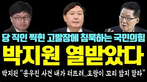 선넘은 윤석열 만행에 박지원 열받았다ㄷㄷ 윤우진 사건 내가 터뜨려 잠자는 호랑이 꼬리 밟지 말라 당 직인 찍힌