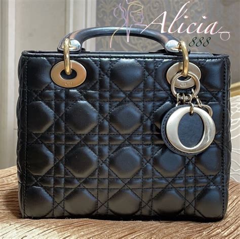 Dior Small Lady Dior My Abcdior Bag In Black Cannage Lambskin Shw M