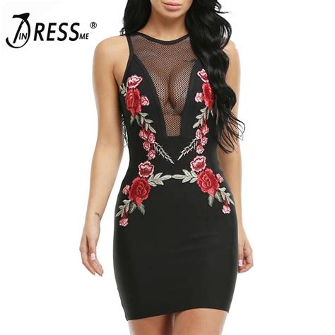 Indressme New Sexy Fashion Sexy Bandage Summer Dress Women Deep V Mini Hollow Out Print Lady