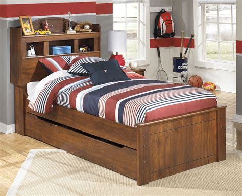 Barchan Twin Cherry Bookcase Bed With Trundle from Ashley | Coleman Furniture