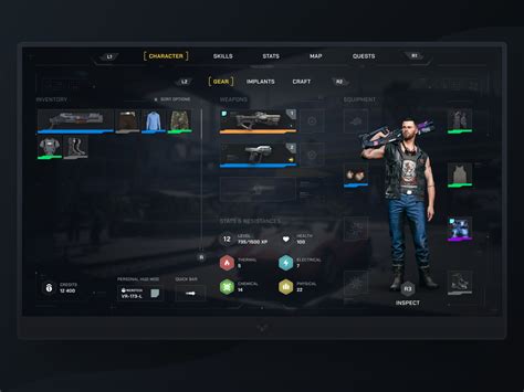 Cyberpunk 2077 character screen concept by Max Osipovsky on Dribbble