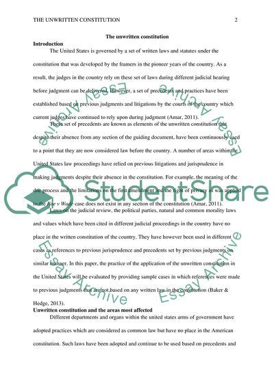 The Unwritten Constitution Essay Example | Topics and Well Written Essays - 3250 words