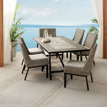 Andover Piece Woven Outdoor Patio Dining Set Costco Home Design