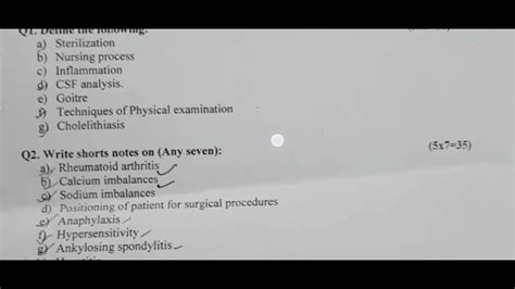 MSN I Question Paper For GNM 2nd Year 2022 YouTube