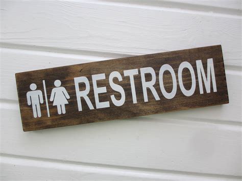 Wood Restroom Sign By Elephanttales On Etsy Bathroom Doors Bathroom