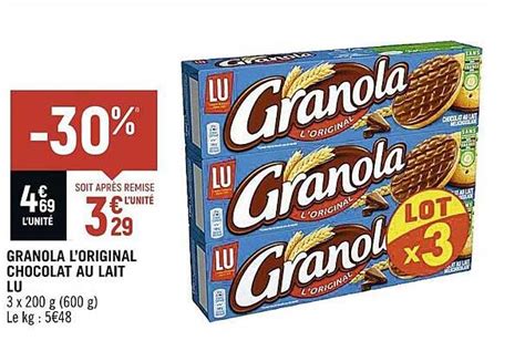 Promo Granola L Original Chocolat Au Lait Lu Chez Spar Icatalogue Fr