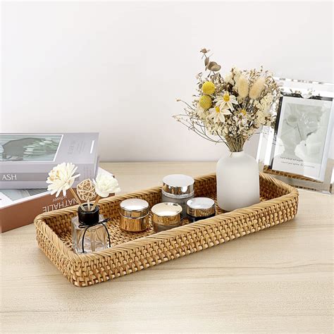 Bayou Breeze Inch Rattan Bathroom Vanity Tray Decorative Wicker