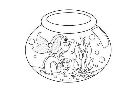 Fish Bowl Coloring Page Printable