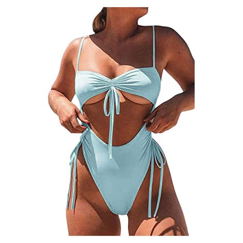 Women Push Up Bandage Padded Onepiece Bathing Suit Bikini Set Swimwear