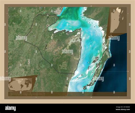 Corozal District Of Belize Low Resolution Satellite Map Locations Of