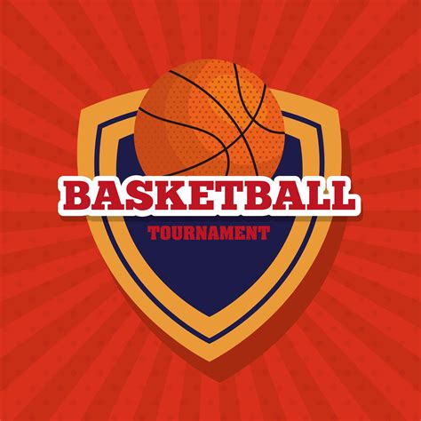 Basketball Tournament Emblem Design With Basketball Ball Ball And