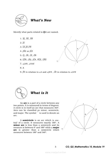 Math 10 Quarter 2 Module 19 The Relations Among Chords Arcs