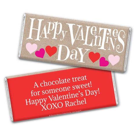 Personalized Valentine's Day Cute Hearts Chocolate Bar Wrapper ...