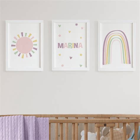 Quadros Para Quarto De Beb Menina Arco Ris Sol Nome Elo