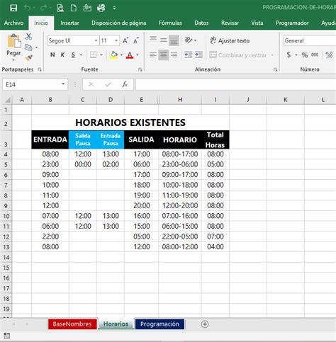 Formato De Horario De Clases En Excel Variaciones Clase Aria Art ...