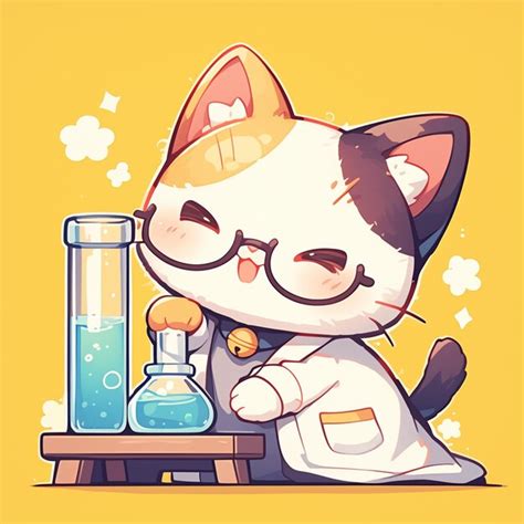 Premium Vector | A cute cat scientist cartoon style