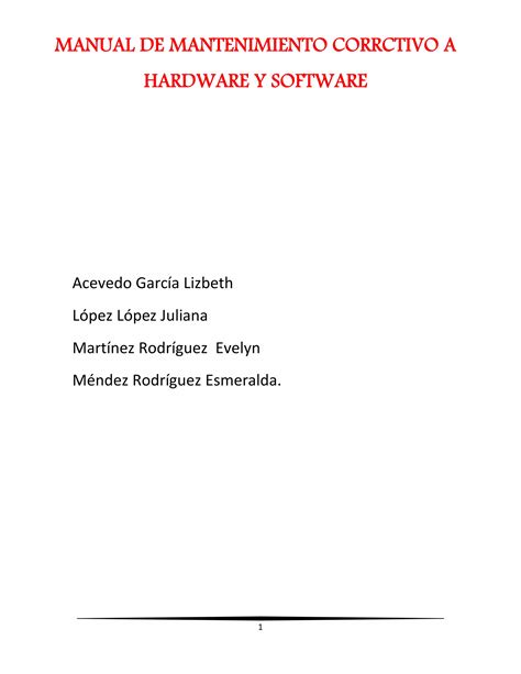 Manual De Mantenimiento Correctivo A Hardware Y Software Pdf