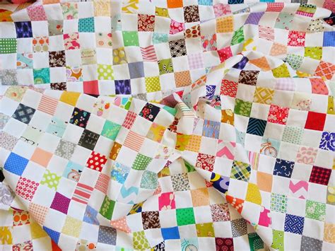 Bright And Cheery Postage Stamp Quilt Top Finished Postage Stamp