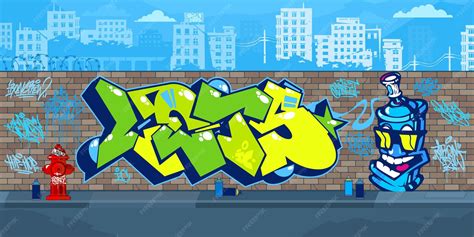 Moderno Colorido Urbano Arte Callejero Pared De Graffiti Con