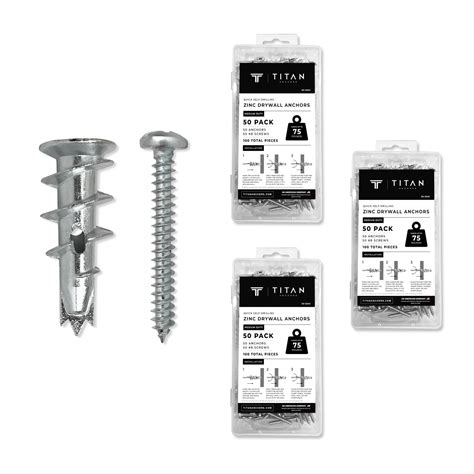 TITAN ANCHORS Anclajes De Zinc Autoperforantes Para Paneles De Yeso Con