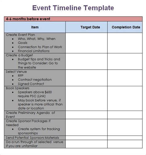 20 Event Planning Timeline Template Excel