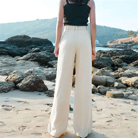 Women Linen High Waist Straight Leg Pants Fantasylinen