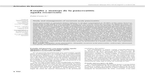 Estudio Y Manejo De La Pancreatitis Aguda Recurrentegastrolat Org DOI