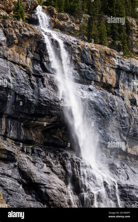 Weeping Wall Waterfalls Over Rock Cliffs Bow River Valley Banff