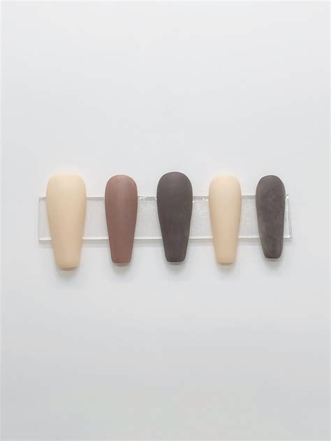 Nude Press On Nails Neutral Matte Nails Brown Fall Nails Etsy