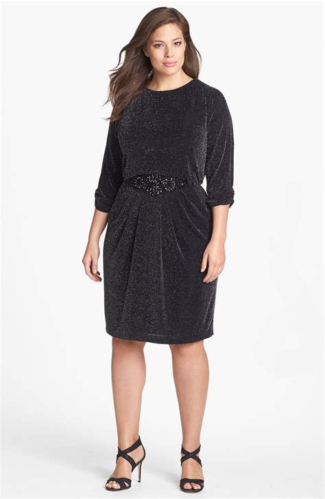 Alex Evenings Embellished Waist Metallic Knit Dress Plus Size Nordstrom