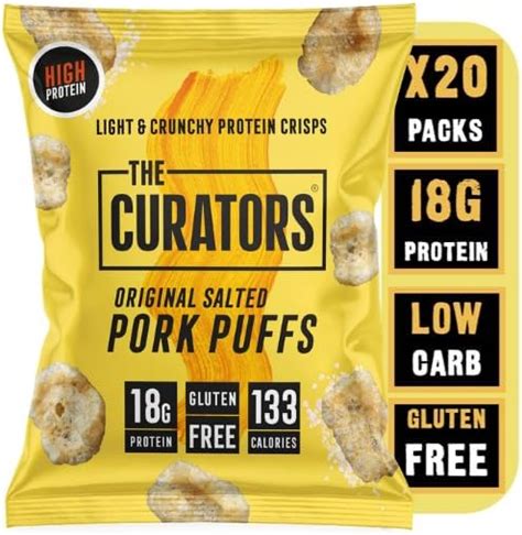 THE CURATORS High Protein Pork Puffs Original Salted 25g 20 Packs