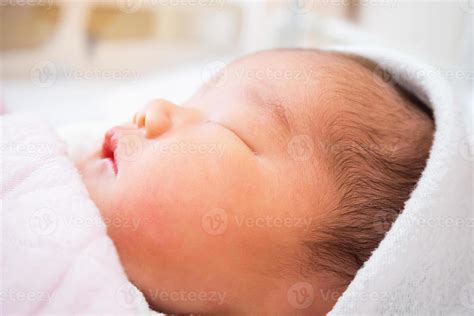 Cute Newborn Asian Baby Girl 12603186 Stock Photo At Vecteezy