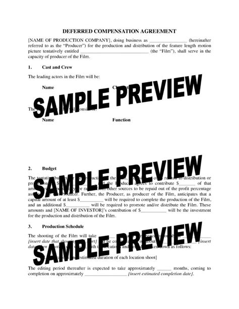 Deferred Compensation Agreement Template