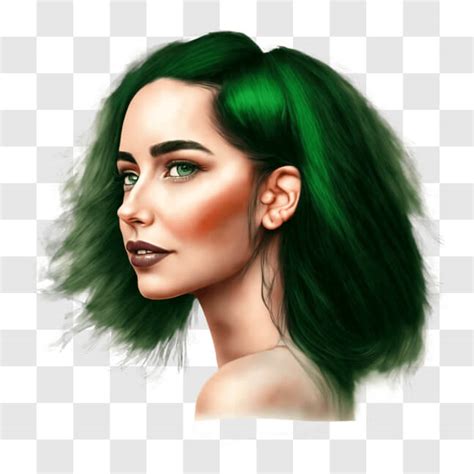 Download Artistic Portrait Of A Woman With Green Hair And Makeup Png