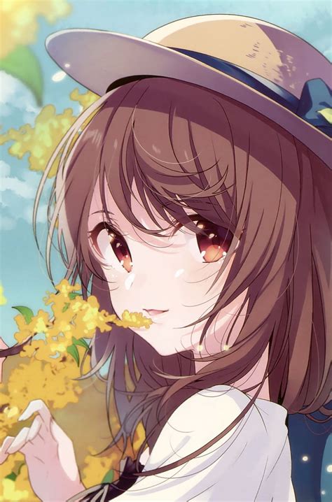 1440x2880 Autumn Tree Branch Anime Girl Cute Lg V30 Lg G6