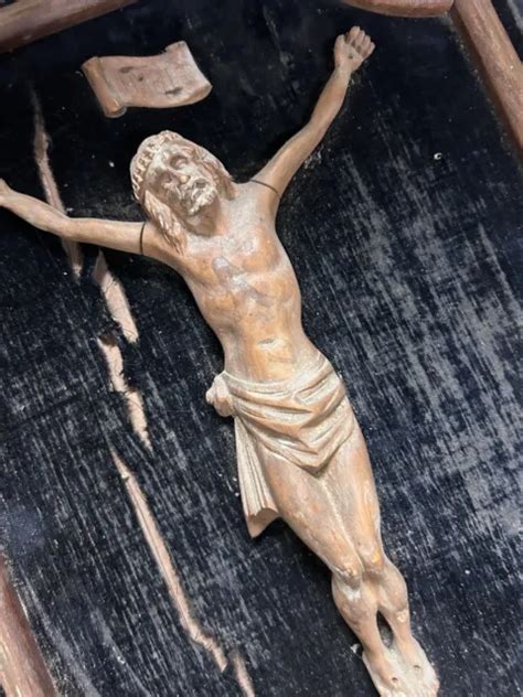 Christ Bois Sculpt Napol On Iii Crucifix Ancien Jesus Eur