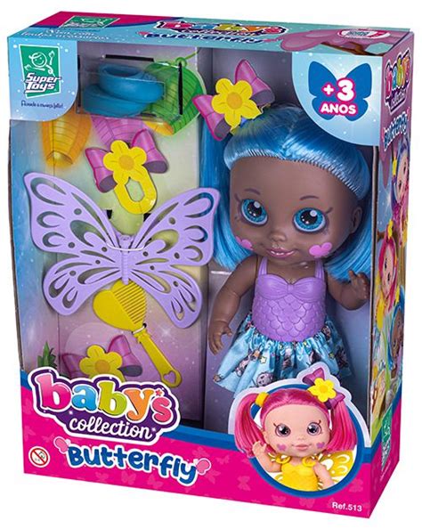 Boneca Butterfly Borboleta Babys Collection Negra Azul SuperToys