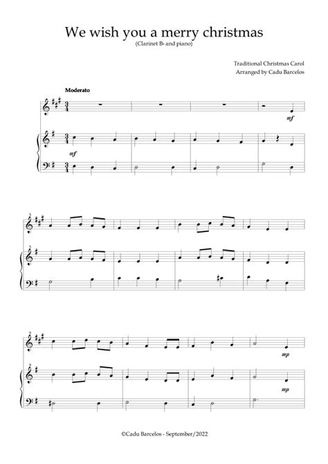 We Wish You A Merry Christmas Clarinet Bb And Piano Sheet Music