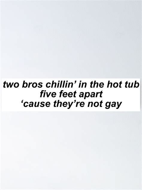 Two Bros Chilling In The Hot Tub Five Feet Apart Cause They Re Not Gay Vine Quote Poster